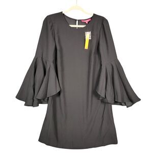 CATHERINE MALANDRINO Black Bell Sleeve Shift Dress Witchy Whimsigoth SIZE SMALL